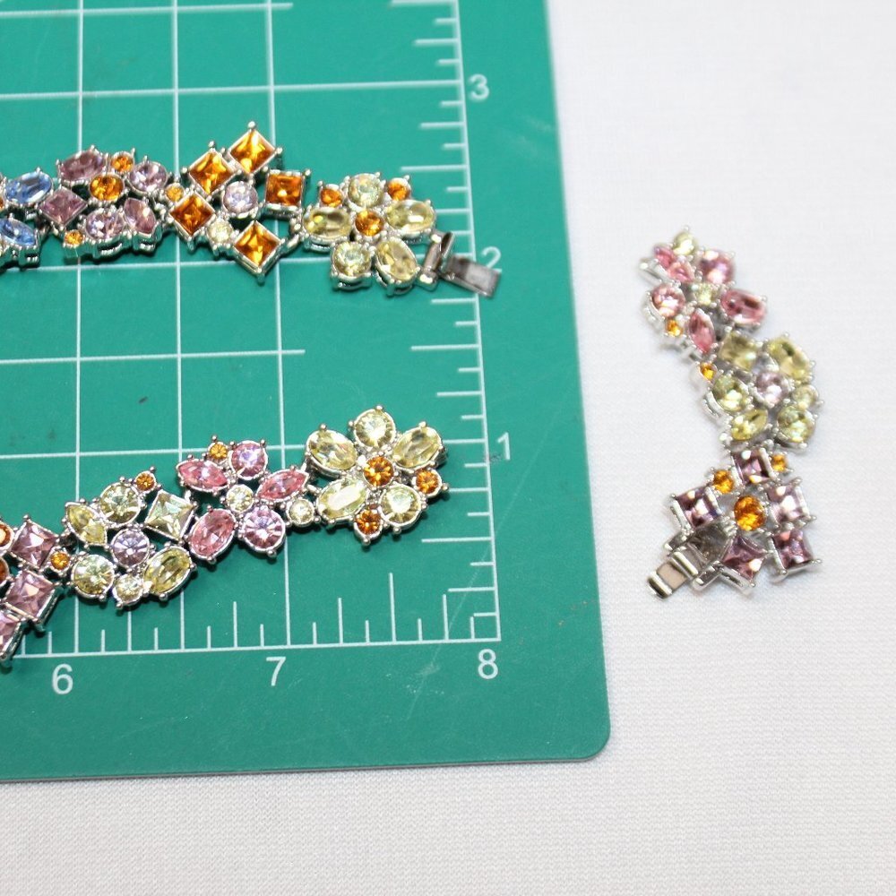 Nolan Miller Multi-Color Floral Crystal and Silver Necklace - Picture 11 of 13